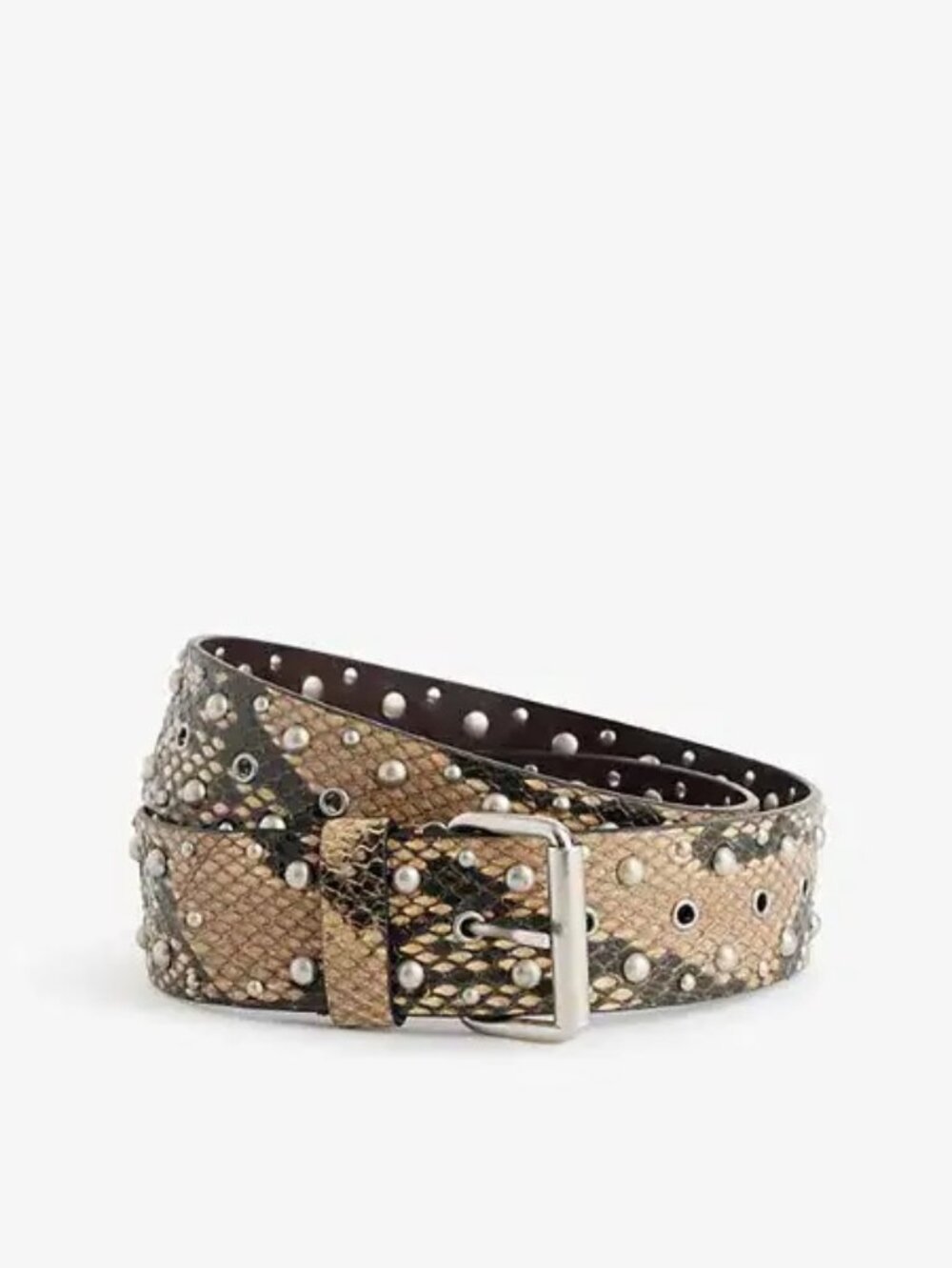 DRIES VAN NOTEN Studs-Embellishment Snake-Print Leather Belt